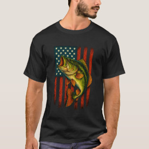 American Flag Camo Bass Fish Fishing T-Shirt