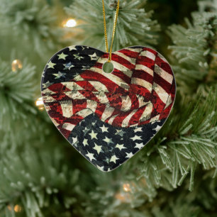 American Flag-Camouflage by Shirley Taylor Ceramic Ornament