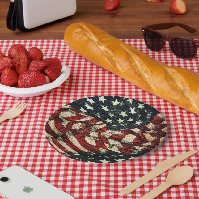 American Flag-Camouflage by Shirley Taylor Paper Plate (Picnic)