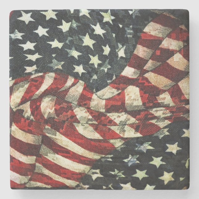 American Flag-Camouflage by Shirley Taylor Stone Coaster (Front)