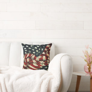 American Flag-Camouflage by Shirley Taylor Throw Pillow