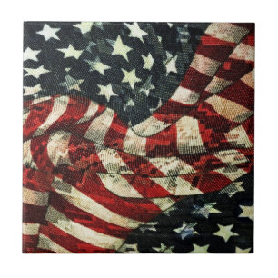 American Flag-Camouflage by Shirley Taylor Tile