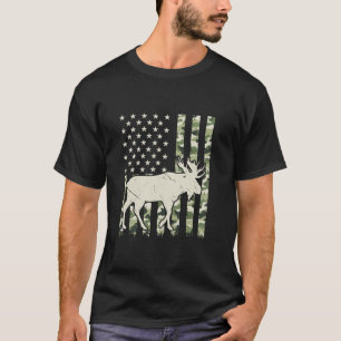 American Flag Camouflage Moose Design For Men Wome T-Shirt