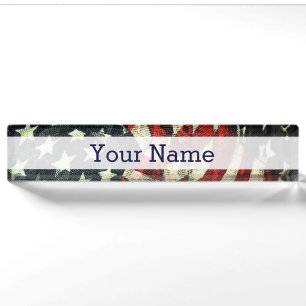 American Flag-Camouflage Nameplate
