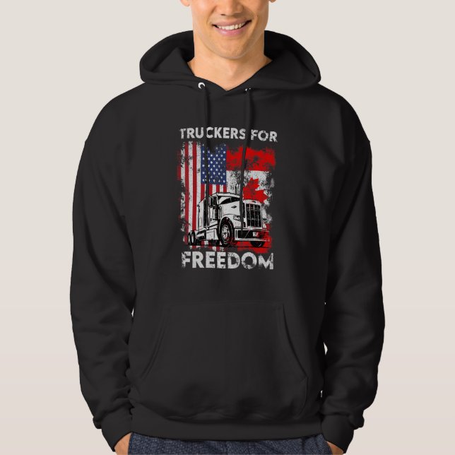 American Flag Canada Flag Freedom Convoy 2022 Truc Hoodie (Front)