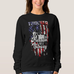 American Flag Canada Flag Freedom Convoy 2022 TRUC Sweatshirt