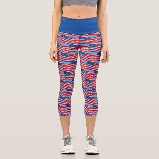 American Flag Capri Leggings (Front)