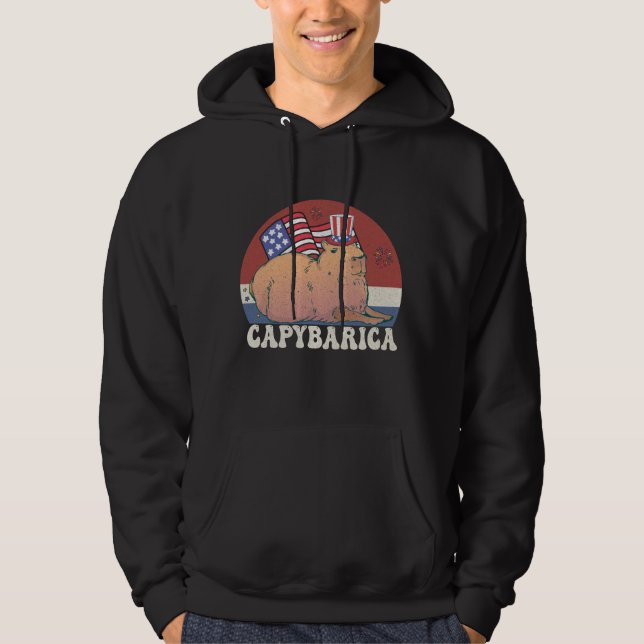 American Flag Capybara Lover Capybarica 4th   Hoodie (Front)
