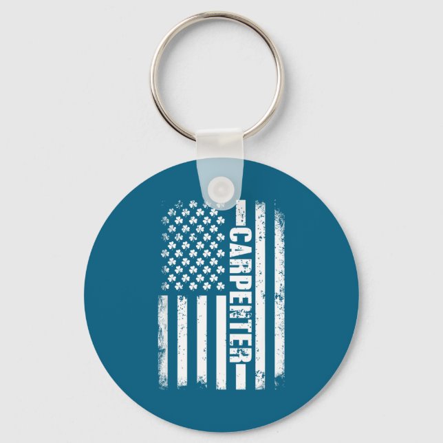 American flag carpenter st patricks day shamrock keychain (Front)