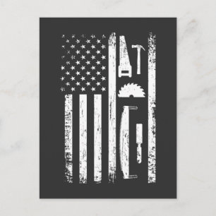 American Flag Carpenter Tools Woodworker Craftsman Postcard