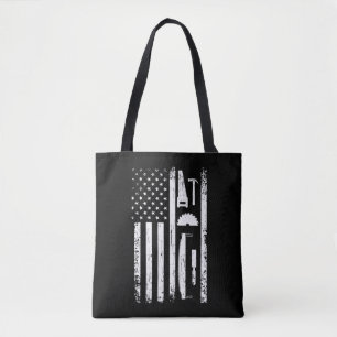 American Flag Carpenter Tools Woodworker Craftsman Tote Bag