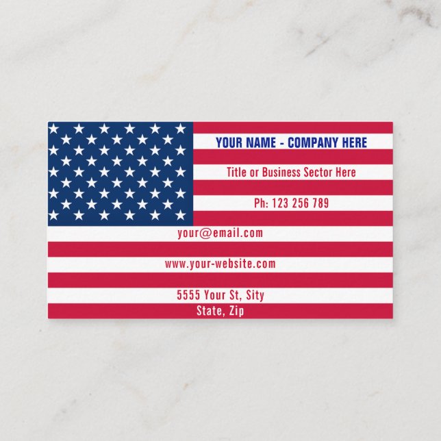 American Flag Carte de visite USA Professionnel (Dos)