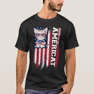 American Flag Cat 4th of July Kitten Patriotic Pet T-Shirt