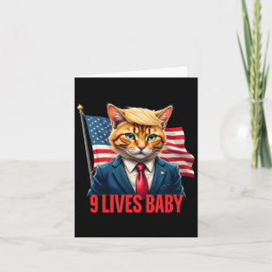 American Flag Cat In Suite Donald Trump Nine Lives Card