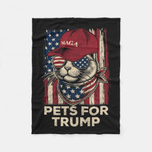 American Flag Cat Lives Problem Trump 2024 Fleece Blanket
