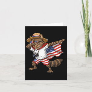 American Flag Cat Red White Blue Patriotic 4th of Card