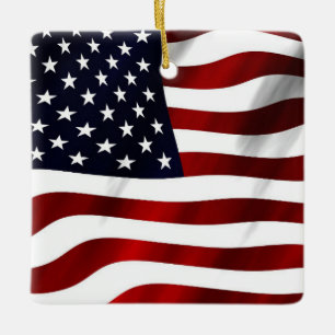 American Flag Ceramic Ornament