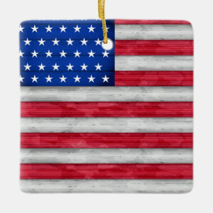 American Flag Ceramic Ornament