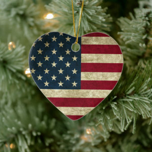 American Flag Ceramic Ornament