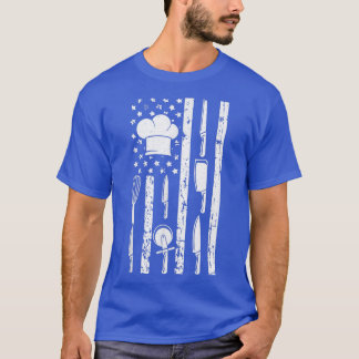 American Flag Chef Knife Kitchen Staff Baker Cooki T-Shirt
