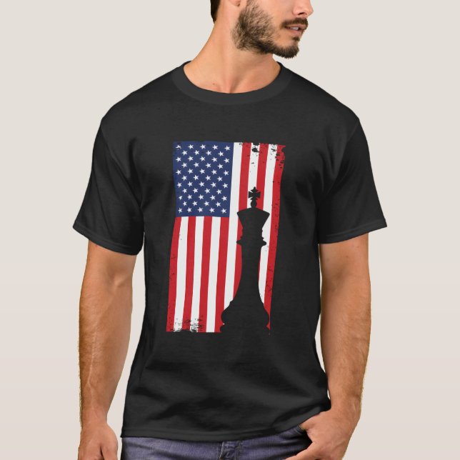 American Flag Chess Board Game Tournament Players  T-Shirt (Front)