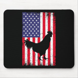 American Flag Chicken Rooster Farm Animal Ranch Mouse Pad