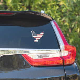 American flag chicken silhouette vinyl car sticker