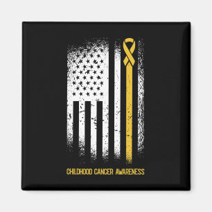 American Flag Childhood Cancer Awareness Ribbon Wa Magnet