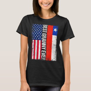 American Flag Chile Flag Best Granny Ever Family T-Shirt