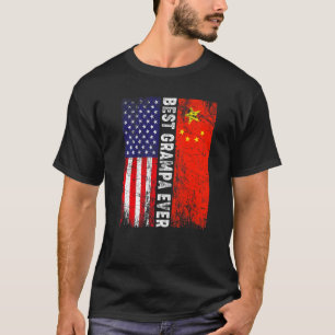 American Flag & China Flag Best Grampa Ever Family T-Shirt