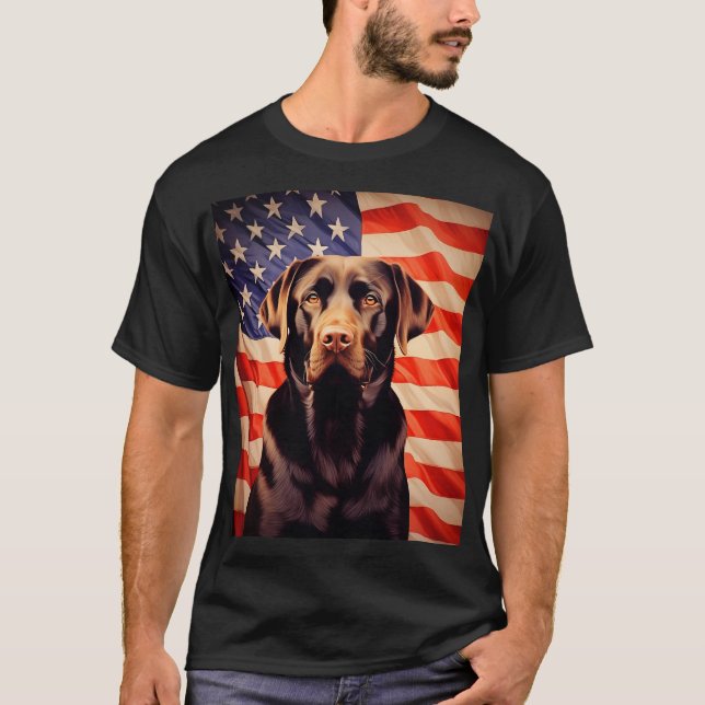 American Flag Chocolate Labrador T-Shirt (Front)