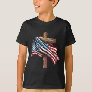 American Flag Christian Cross Jesus 4th Of July Me T-Shirt