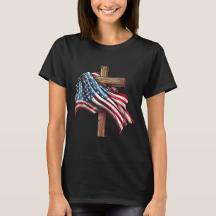 American Flag Christian Cross Jesus 4th Of July Pa T-Shirt
