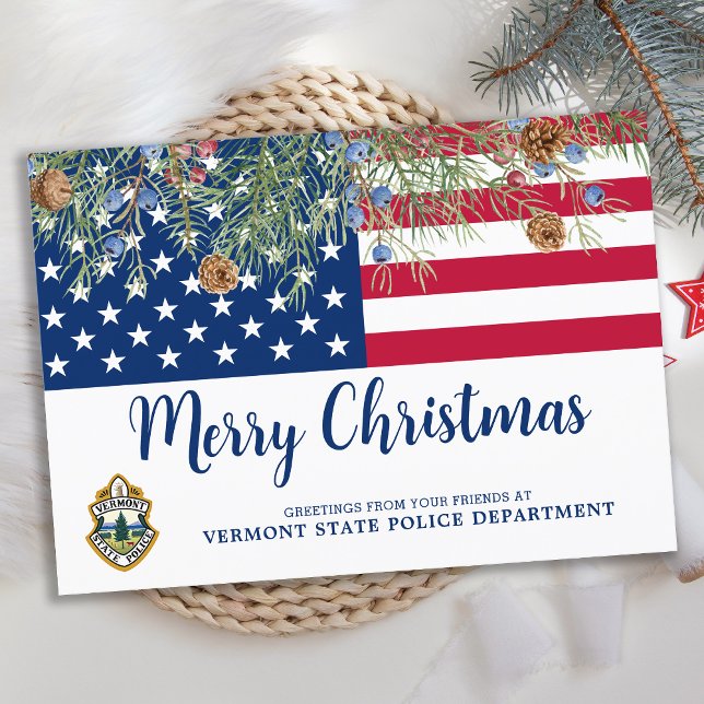 American Flag Christmas Corporate Logo Patriotic Holiday Card (Creator Uploaded)