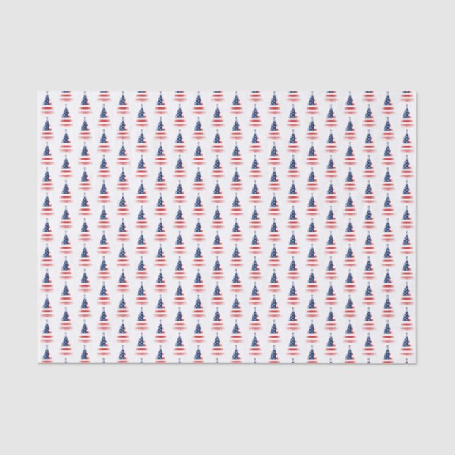 American flag Christmas tree on White Tissue Paper (Front)