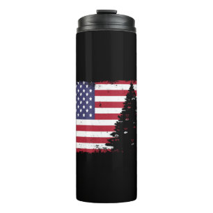 american flag christmas tree thermal tumbler
