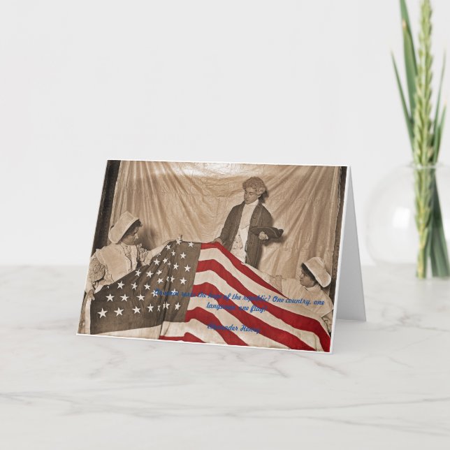 American Flag Circa 1890's Photograph and quote Card (Front)