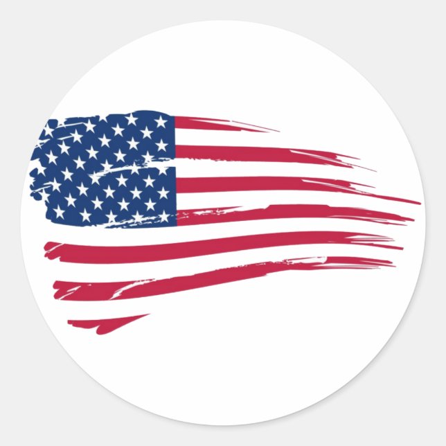 American Flag Classic Round Sticker (Front)