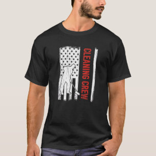 American Flag Cleaning Crew 4th July Custodian Cle T-Shirt
