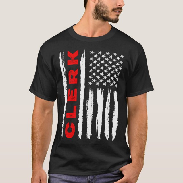 American Flag Clerk US USA Flag T-Shirt (Front)