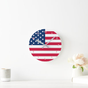 American Flag Clock USA Patriotic
