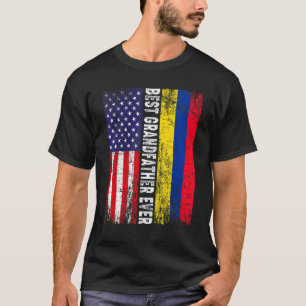 American Flag & Colombia Flag Best Grandfather Eve T-Shirt