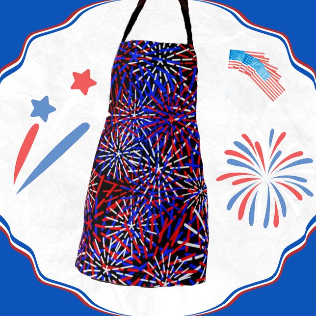 American Flag Colours Firework Design  Apron (Creator Uploaded)