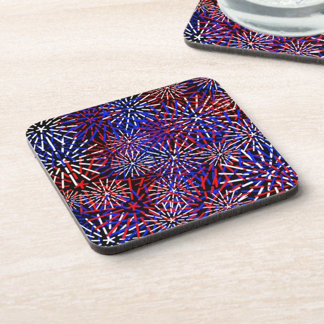 American Flag Colours Firework Design  Coaster (Left Side)