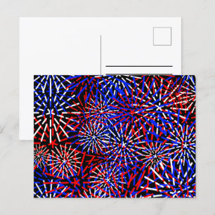 American Flag Colours Firework Design Postcard