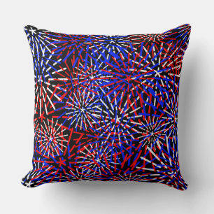 American Flag Colours Firework Design  Throw Pillow