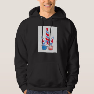 American Flag Colours Funny 4th Of July Unicorn En Hoodie