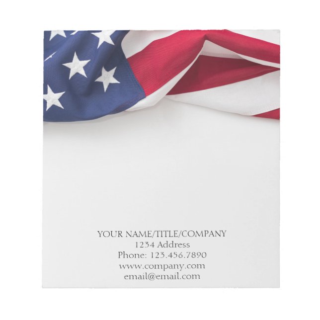American Flag Company Name  Notepad (Front)
