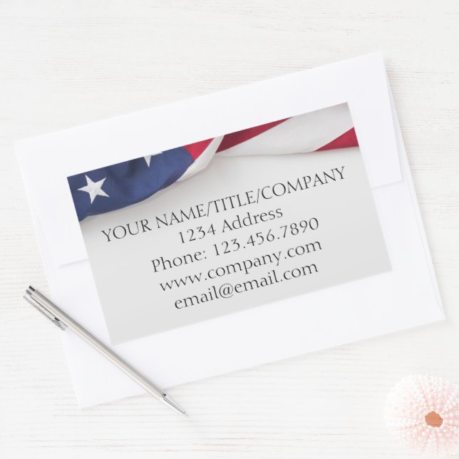 American Flag Company Name  Sticker (Envelope)