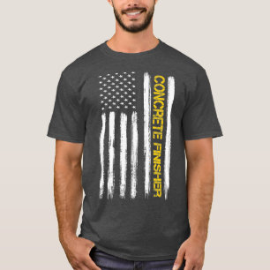American Flag Concrete Finisher Construction T-Shirt